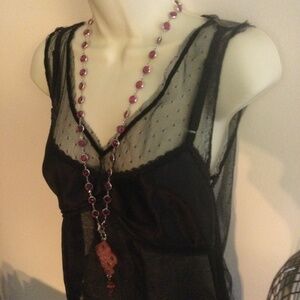 Pink Crystal Silver Chain Necklace with Tarina Tarantino Pendant